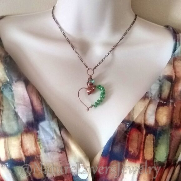 Exquisite & Handmade! Wire Wrapped Copper Heart Necklace ~ Lovers Gift For Her! - Picture 2 of 9